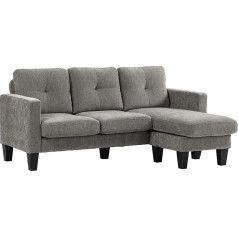 HOMCOM Corner Sofa with Reversible Peninsula, Seat and Back Cushion, 3-Seater Sofa Bed in Chenille Effect Fabric, 186 x 130 x 84 cm, Brown