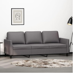 Somanki 359340 3-Seater Sofa Grey 180 cm Faux Leather, Sofas & Couches, Sofa Living Room, Sofa for Teenager's Room, Relax Sofa, Sofa for Bedroom, Upholstered Sofa