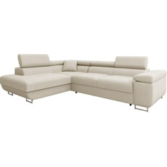 Mirjan24 Torezio Premium Corner Sofa with Bed Box, Adjustable Headrests, Sofa with Sleep Function, Corner Couch for Living Room, L-Shape Couch with Bed Function (Venus Velvet 2927, Side: Left)