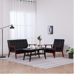 Junzai 2-Piece Sofa Set, Sofa Bed, Sofa Bed, Couch with Sleep Function, Sofas & Couches, Relaxing Sofa, Black Faux Leather