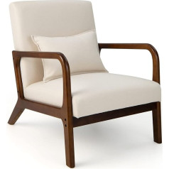 Giantex Modern Accent Chair with Cushion, Comfortable Padded Lounge Chair with Non-Slip Felt Pads, Wooden Frame, Soft Padded Armchairs for Living Room, Bedroom, Study Room, Beige