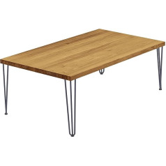 Lamo Manufaktur LGW-01-A-003-7016Cr Dining Table, Kitchen Table, Coffee Table, Made of Solid Wood, 120 x 80 x 47 cm (AxWxH), Creative, Rustic/Anthracite, LGW-01-Cr