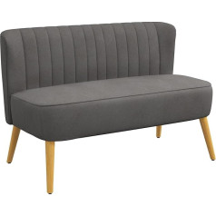 Homcom 2-Seater Fabric Sofa, Upholstered Sofa, Double Sofa, Seating Furniture, Lounge Sofa, Wood, Velvety Polyester Foam, Dark Grey, 117 x 56.5 x 77 cm