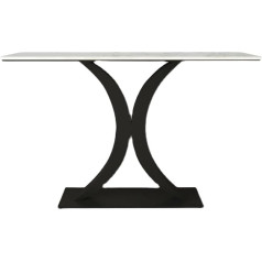Generisch Moderner Marmor-Konsolentisch für Wohnzimmer, Büro, 80 cm, Metall, Sofatisch mit geometrischem Design, stilvoller Eingangsbereich, dekorativer Tisch