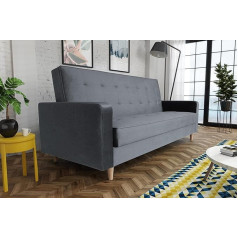 Beauty Sofa Bamako Couch, Sofa with Armrests and Sleep Function, Width 211 cm, Lying Surface 187 x 115 cm, Sofa Bed for Living Room, Sofa Bed with Bed Box, Velvet Anthracite (paros 06)