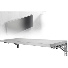 Generisch Klapptisch aus Edelstahl zur Wandmontage, mit Ablage, für Küche, Esszimmer, Hausbar, 90 cm, faltbare Werkbank