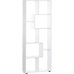 Homcom Bookcase with 8 Compartments, Cube Shelf, Storage Shelf, Living Room, Bedroom, Office, E1 Chipboard, White, 70 x 24 x 178 cm