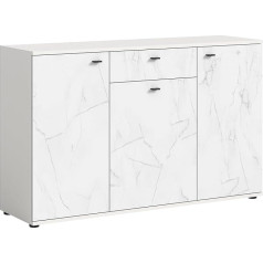 Xonox.home Stone X6AA9T01 Chest of Drawers Sideboard in Marble White Imitation Approx. W x H x D 138 x 87 x 40 cm