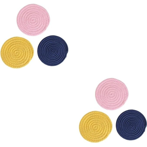 Dechous 2 Sätze Tischset Aus Gewebter Baumwolle Durchsichtiger Tischschutz Platte Bierdeckel Tischsets Teller Tischunterlage Tischmatte Gewebtes Tischset Wärmeisolierendes Pad 3 Stück * 2