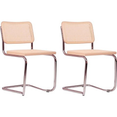 Pemora Jena Set of 2 Swing Chairs Cantilever Stackable Chairs Visitor Chairs with Viennese Wicker in Natural
