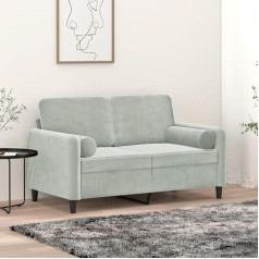 Gecheer 2-Seater Sofa Couch Guest Sofa Bed Sofa Bed for Living Room / Home / Office with Decorative Cushion Light Grey 120 cm Velvet