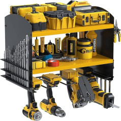 Power Tool Organiser Tool Storage Drill Storage Wall Mounted 4 Slots Heavyduty Electric Drill Storage Rack Screwdriver Organisation Tool Holder (Yellow)