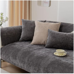 ‎Nuodwell NUODWELL Soft Chenille Sofa Cover for 1/2/3/4 Seater Universal Non-Slip L Shape Couch Cover, Thick Sofa Protector, Quilted Corner Protector Covers, Washable for Living Room (Dark Gray-B, 90x180cm)