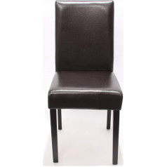 Mendler Lot de 4 chaises de séjour Littau, cuir reconstitué, marron, pieds foncés