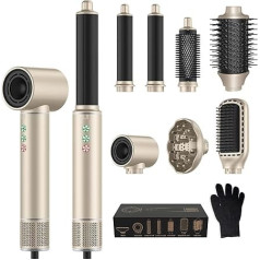 Air Styler 7-in-1 Hair Styler Set, 110,000 rpm Hair Dryer Round Brush Hair Dryer with Diffuser, Hot Air Brush, Automatic Curling Iron, Straightening Iron, for Styling, Volumising, Curling and