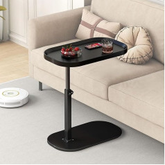 AYES Side Table, 360° Rotation, C Shape Side Table, TV Tray, Slim Concave, Laptop Desk for Living Room, Bedroom, Bedside, Nursing Sofa, Reading, Study Room, Snack, Tea