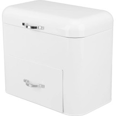 Large Farmer's Bread Container, Iron Bread Bin with 2 Shelves, Extra Large Capacity for Bread and Baked Goods (Milky White)