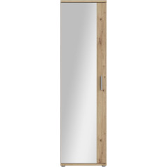 FORTE NET106 Shoe Cabinet 50 cm with Mirror, Narrow Tall Shoe Rack, Wood Decor: Artisan Oak, Shoe Cabinet with Shelves Scandinavian, 50 cm Wide x 180 cm High x 35 cm Deep