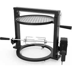 onlyfire Santa Maria Barbecue Attachment Barbecue Skewer Set for Solo Stove Ranger 38 cm Fire Pit, Rotisserie with Motor, 2 Meat Needles and Adjustable Cooking Grate for Camping, Outdoor, Barbecue