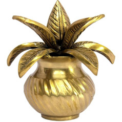 ESPLANADE Decorative Brass Coconut Kalash for Puja Temple Laxmi Ganesh Handmade Kalasha 5.75