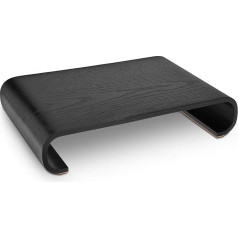 Navaris Wooden Computer Monitor / TV Desktop Stand, Computer Table, Monitor Stand, Desk Tray, Made of Oak, Black
