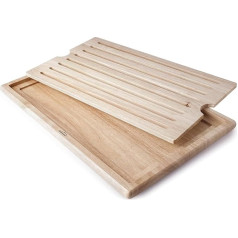 Lacor - 60486 Kitchen Cutting Board, Bread Chopping Board, Crumb Drawer, Robust and Durable, Grip System, 8 Horizontal Channels, Rubber Wood, 53 x 32.5 cm