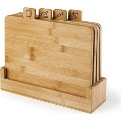 Excelsa Ecoliving Bamboo Chopping Boards with Stand 28 x 25 cm Set of 4
