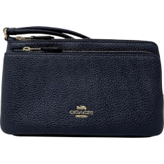 COACH Signature PVC Double Zip Wallet, Midnight/Getaway Solids, Double Zip Wallet