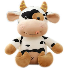 URFEDA Cute Cow Plush Toy 3D Cute Cuddly Toy Plush Toy 4 Sizes: 30 cm, 40 cm, 50 cm, 65 cm, Comfortable Lumbar Back Cushion Soft Plush Cows Toy for Home Car Decoration
