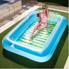 Sloosh 70 x 46 inches/1.78 m x 1.16 m inflatable sun pool, air mattress pool, sunbath with removable cushion, personal air mattress water for adults, summer fun, water party