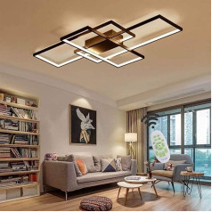 Jsz LED Dimmable Ceiling Light, Living Room Lamp with Remote Control, Modern Minimalist Ceiling Light, Creative Metal Acrylic Design, Bedroom Decor Lamp, Black, 105cm