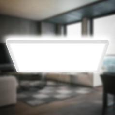 B.K.Licht - LED ceiling light with indirect light, 3 cm flat, neutral white light, lamp, ceiling light, living room lamp, LED panel, kitchen lamp, ceiling lighting, 42 x 42 x 3 cm, white