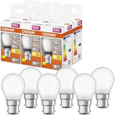 OSRAM LED Star Classic P60 LED Bulb for B22d Base, Teardrop Shape, GL FR, 806 Lumens, Warm White (2700K), Replacement for Conventional 60W Incandescent Bulbs, Non-Dimmable, Pack of 6