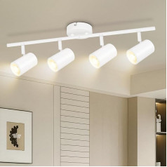TaFiCo Ceiling Spotlight LED 4 Bulbs, Ceiling Spotlight Swivelling, Modern White Ceiling Light GU10, Ceiling Spotlight, Kitchen Lamp for Hallway, Kitchen, Bedroom, Living Room (Bulb Not Included)