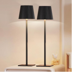 Lixada LED Dimmable Table Lamp Wireless with Battery and Touch, Table Lamp Height Individually Adjustable with USB-C, IP54 Waterproof Outdoor Lamp, Pack of 2