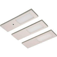 Rolux Set of 3 LED Kitchen Under-Unit Lights 3.5 W Warm White Stainless Steel Look Surface LED (Set of 3)