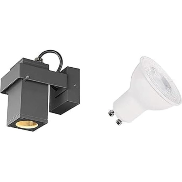 SLV Theo brace Lighting for Walls, Paths, Entrances, Wall and Ceiling Surface-Mounted Light, LED Spotlight, Outdoor Ceiling Spotlight, Includes Efficient GU10 Bulb, 3000 K, Neutral White