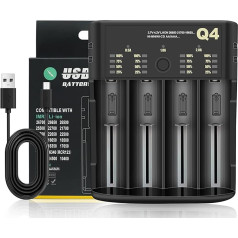 18650 Battery Charger with 4 Slots, 3.6-4.2V Li-ion Battery Charger, Rechargeable: 10440 16340 18650 18700 20700 21700 22650, 1.2-2.4V Nimh/NiCd: AAAA, AAA, Aa, SC, SC, C