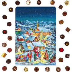 Hallingers Bergdorf - Advent Calendar Chocolates Gift Handmade Part with Alcohol from Fine Cocoa Chocolate (Box) - Easter Gifts Easter Basket Easter Eggs & Easter Decoration | Congratulations Hanukkah