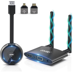 MpioLife 4K/5G Wireless HDMI Transmitter and Receiver, Wireless HDMI Transmitter and Receiver, 165FT VGA & HDMI Dual Screen Radio Transmission from Laptop/TV Box/PS/Camara to TV/Projector, for Home