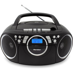 Karcher RR 5042-B Portable CD Radio/Boombox with CD Player and Cassette Player FM Battery / Mains Operated Aux-In Black