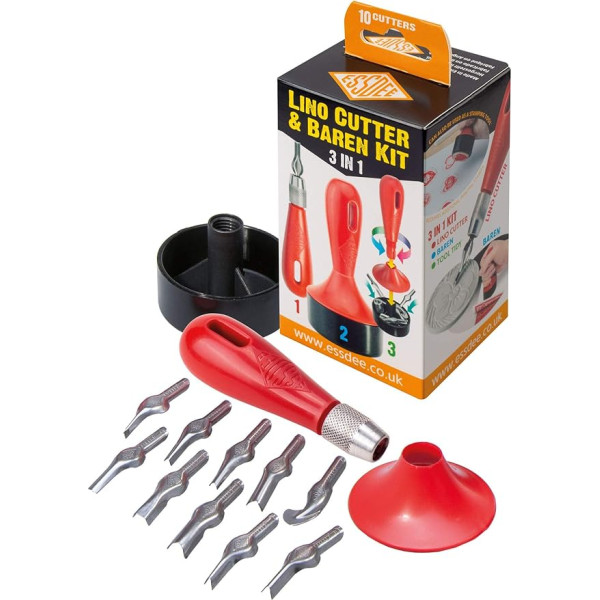 Essdee 3 in 1 Lino Cutter and Baren Kit (10 Cutters Styles 1 to 10)