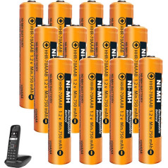 NI-MH Battery 1.2 V 750 mAh for Gigaset Panosonic Cordless Phones, Rechargeable Batteries AAA for Gigaset Handsets, Pack of 12