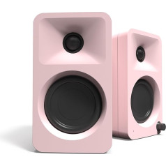 Kanto ORA 100W Powered Bi-amp Reference Desktop Computer Speakers w/Bluetooth 5.0 & USB-C | 100 Hz Crossover | Reference Quality Sound | Pair | Pink