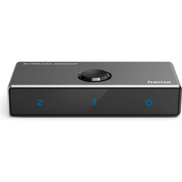 Hama HDMI Switch 8k (HDMI Switch 2 in 1 Out/1 in 2 Out, 8K HDMI Switch for TV, PC, Monitor, Blu-ray Player, Console, Projector, Switch HDMI Adapter for Gaming, Home Cinema in Ultra HD) Black