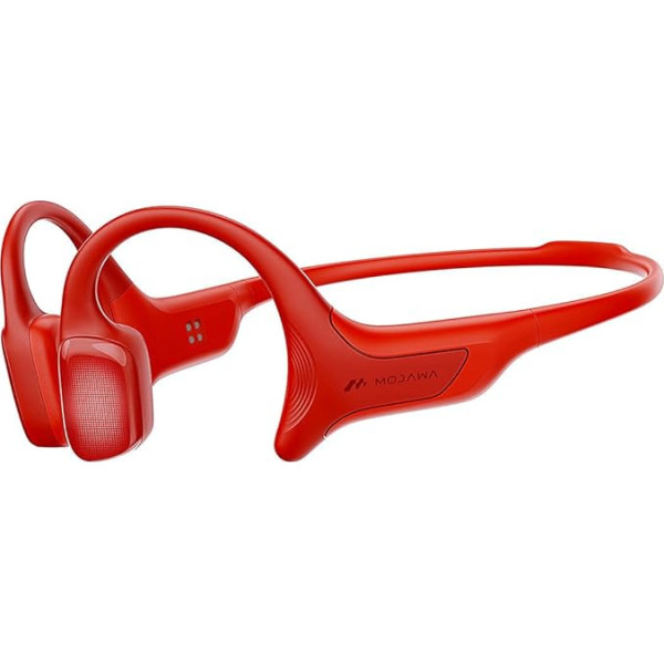 mojawa HaptiFit Terra Advanced Smart Sports Wearable, Open-Ear Bluetooth Bone Conduction Headphones with Microphone and 32GB MP3, Waterproof Wireless Earbuds for Workouts, Swimming and Running, Red