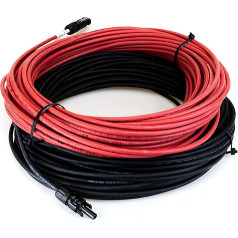 NAKA Solar Panel Extension Cable for Solar Modules, Connection Cable for Photovoltaic Solar Systems, Solar Cable, Complete Set Socket & Plug MC4, Copper Cable, Extension Cable, Outdoor, 6 mm² x 20 m