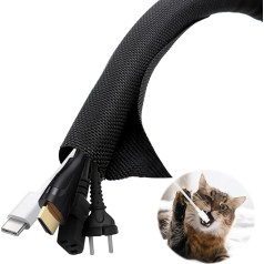Scettar Kabel-Management, Durchmesser 13 mm x 5 m, geeignet für Computer-TV, Heimbüro, Kabelführung schützt Kabel vor Kauen von Haustieren (schwarz)
