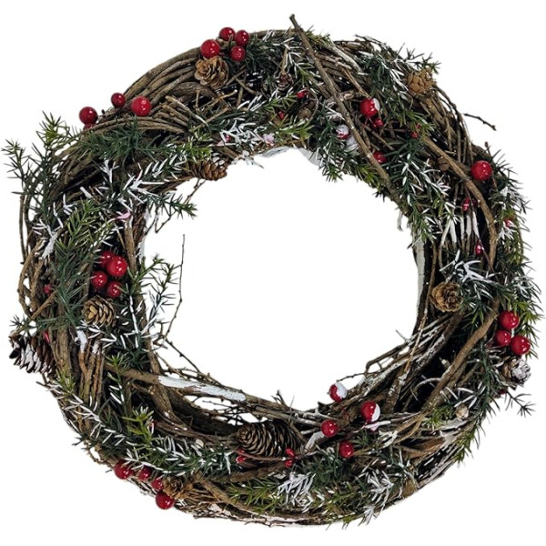 Christmas Wreath Willow with Berries and Pine Cones 40 cm