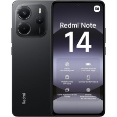Xiaomi Redmi Note 14 Smartphone, 8 + 128 GB, Black, 108 MP AI Camera System, 5500 mAh Battery, 120 Hz Eye Protection Display, AI Functions (Charger Not Included)